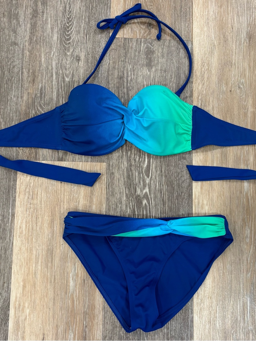 Venus Lascana blue  & Teal Ombre Bandeau Bikini Set